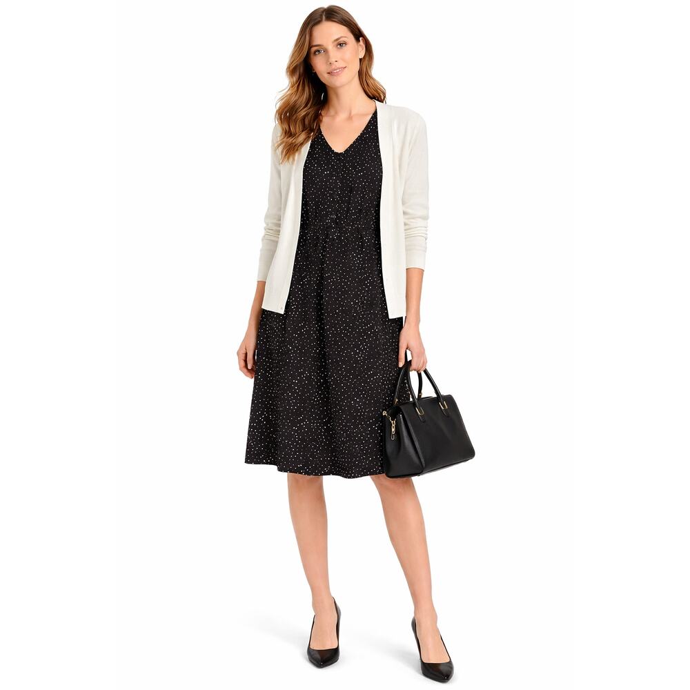 Allegra K Polka Dot Sleeveless Dress Womens X Black White Midi